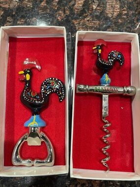 Famous Barcelos  Rooster!  Authentic from Portugal Wine and bottle opener duo.